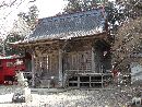 登米神社拝殿右斜め正面と石造狛犬