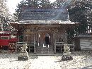 登米神社拝殿正面と石造狛犬
